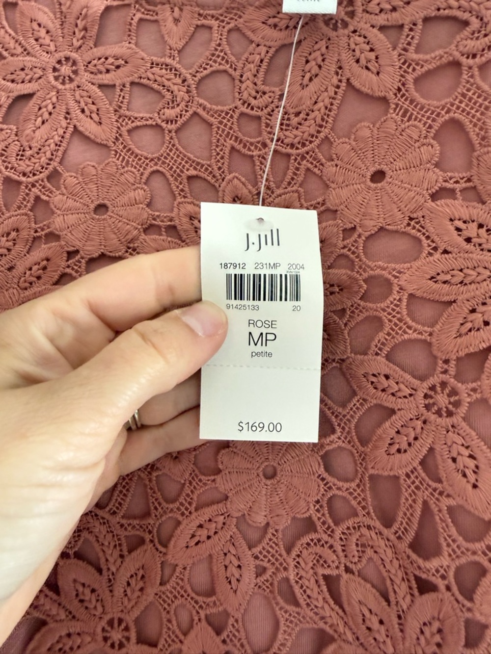 NWT J.Jill lace crochet overlay sleeveless dress in rose, size MP - Picture 4 of 5
